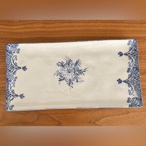 PAPART CERAMICS Hand Painted Rectangular Serving Dish Blue White Made Turkey